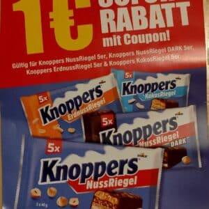 Knoppers 3x kaufen - 1€ Sofortrabatt mit original Papiercoupon