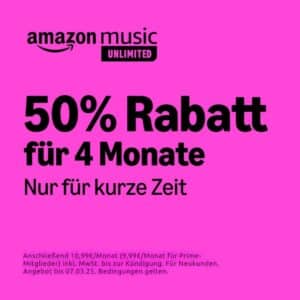 🎶 50% auf Amazon Music Unlimited 4 Monate (statt 22€)