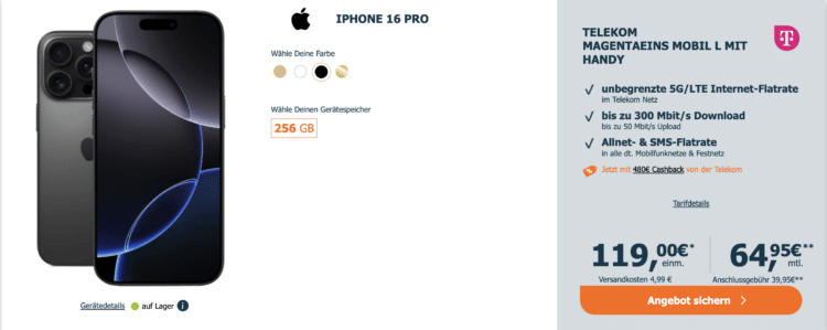 iPhone 16 Pro mit Telekom Allnet-Flat