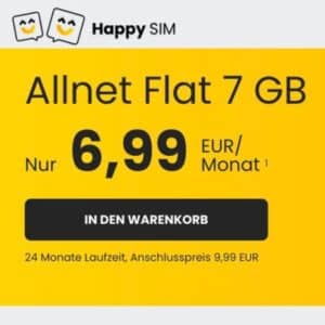 mtl. kündbare 5G &amp; LTE Allnets 😱 7GB für 6,99€ | 35GB für 7,99€ | 50GB für 9,99€ (Happy Sim im Telefónica-Netz)