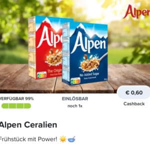 60 Cent Cashback auf Alpen-Cerealien 🥣 bei Marktguru