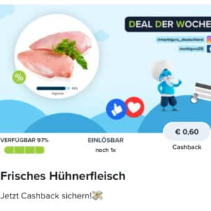 60 Cent Cashback auf den Kauf von frischem Hühnerfleisch mit Marktguru