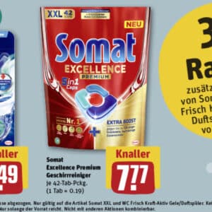 Rewe: Somat Excellence Premium 84 Tabs für nur 12,54€ (0,15€/Tab)