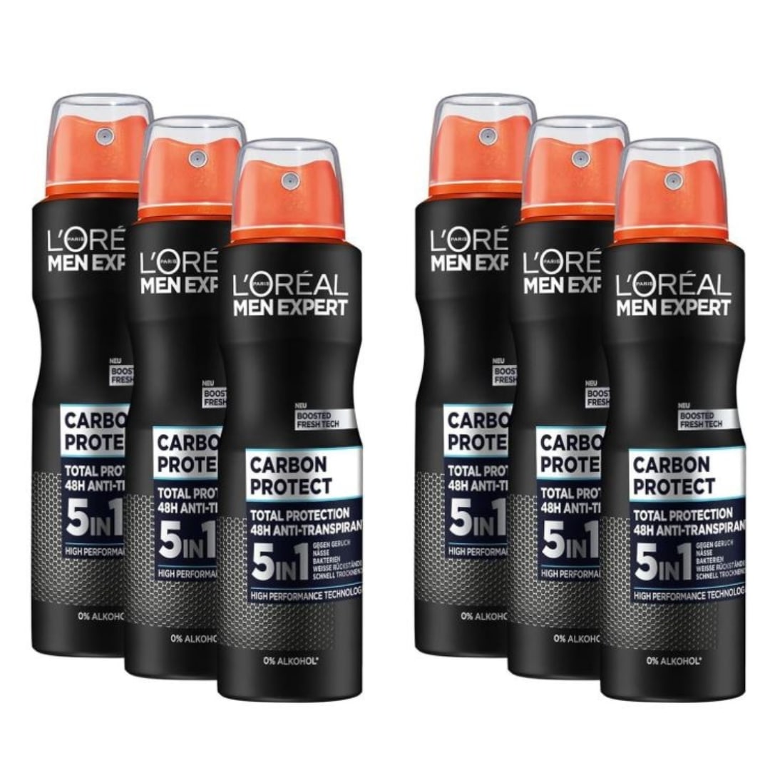 ⚫ L'Oréal Men Expert 5-in-1 Deospray 6x 150ml für 9,68€(statt 13,50€) 😍 nur 1,61€ pro Dose