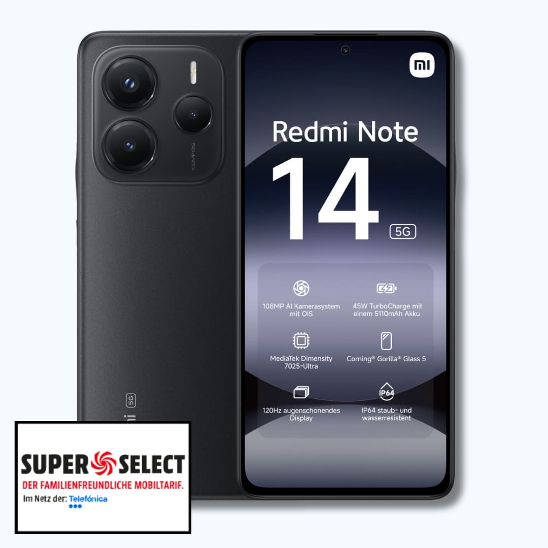 Thumbnail Eff. GRATIS 📱 Xiaomi Redmi Note 14 5G (256GB) für einmalig 49€ + 3GB 5G/LTE Allnet für 3,99€/Monat (Super Select XS)