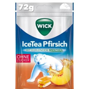 WICK IceTea Pfirsich Hustenbonbons mit kühlendem Menthol und Mate-Extrakt, Zuckerfrei 1er Pack für 1,65€(statt 2,05€)