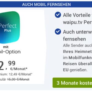 waipu.tv 3 Monate gratis (mit Mobilfunktion) über GMX