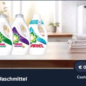 💰70 ct Cashback auf Ariel Waschmittel - kombinierbar mit der gratis testen Aktion = Gratis Waschmittel mit Gewinn!