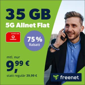 35GB mit 5G/LTE Vodafone Allnet für 9,99€ mtl. + 0,00€ AG 🔴 eSIM + Multi-SIM möglich (z.B. für Apple Watch) - freenet Vodafone Allnet