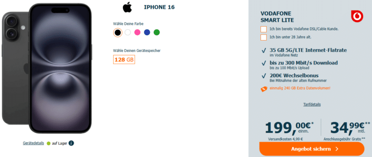 iPhone 16 Vodafone Smart Lite