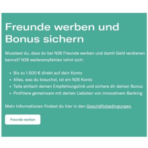 N26 KwK 140 €-Bonus bei Kontoneueröffnung (personalisiert)