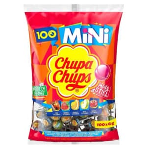 Chupa Chups Mini Classic Lutscher-Beutel, in Cola, Orange, Erdbeere, Apfel und Kirsche Geschmack 100x6g für 6,80€ (statt 12,49€)