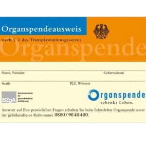 Organspendeausweis als Plastikkarte kostenlos bestellen / auch bedruckt möglich / Antworten auf Fragen (Broschüre) | ONLINE-Register