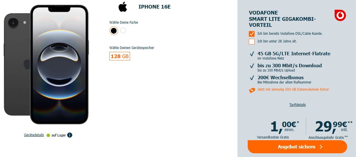 Apple iPhone 16e bei Logitel im Tarif