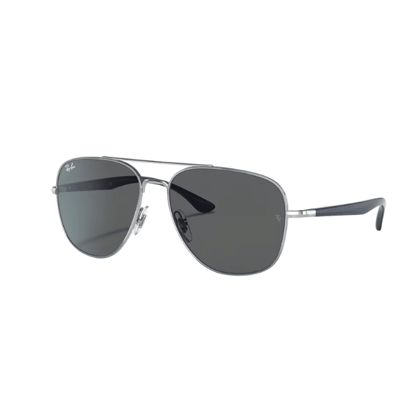 Ray-Ban RB3683 dunkelgraue Gläser, blaue Bügel, silbern glänzender Metallrahmen für 68,40€ (statt 109€)