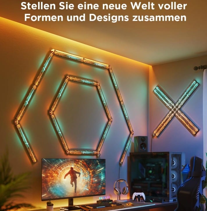 Govee LED Gaming Glide Wall Light an der Wand in einem Gaming-Zimmer