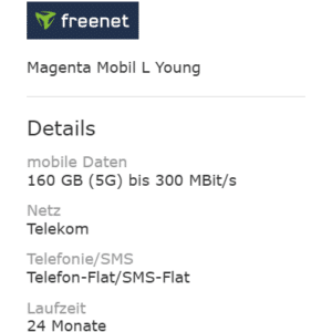 Magenta Mobil L Young 160GB bei Check24