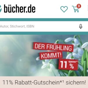 Bücher.de 11% Rabatt - nur noch heute! &#043; ggf. Payback