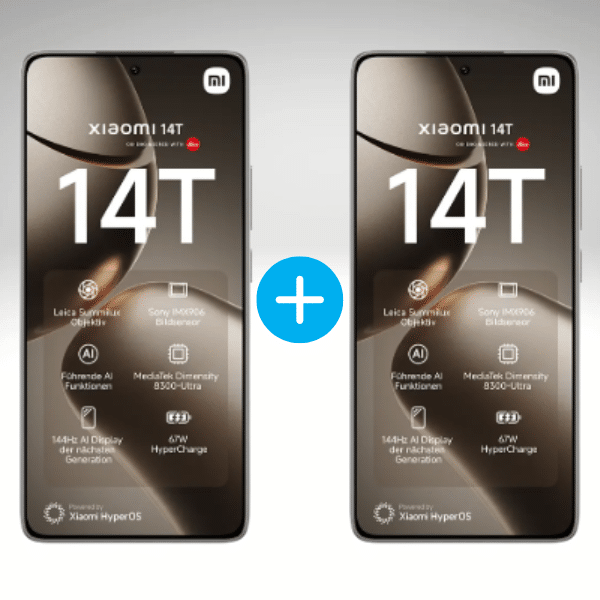 Thumbnail MEGASTARK! Eff. gratis & 292€ Ersparnis! 🚀 2x Xiaomi 14T (256GB) für einmalig 49€+ 2x 5GB LTE Allnet, 2 SIM-Karten, für 17,98€/Monat (freenet Vodafone green) - optimal für Paare oder Familien! 😀🚀