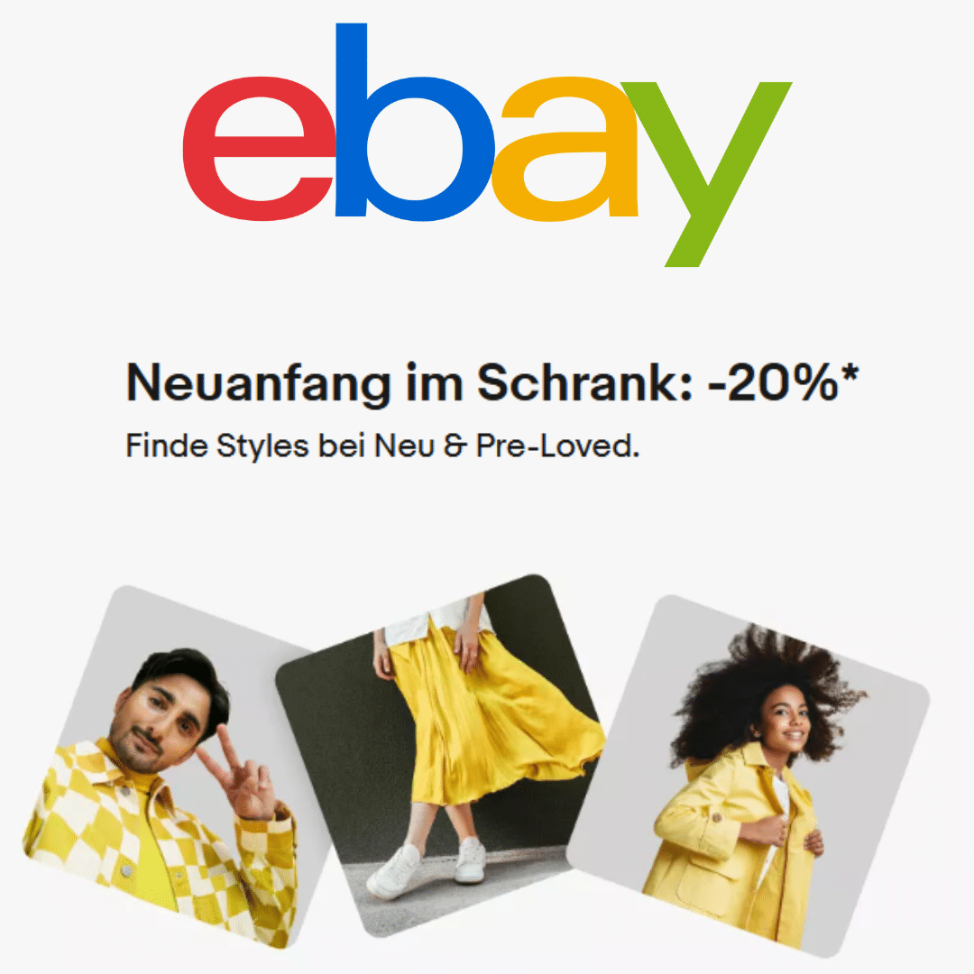 ebay: 20% für Kleidung, Accessoires, Uhren Schmuck &amp; Beauty