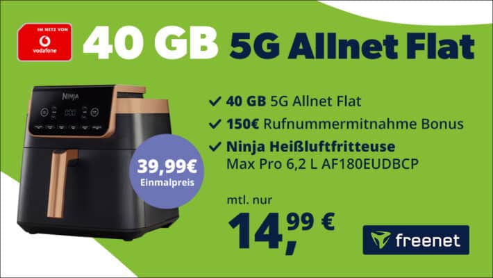 40GB 5G Vodafone Allnet Flat + Ninja Airfryer AF180EUDBCP MAX PRO, 6,2 L
