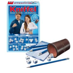 🎲 Kniffel mit Lederwürfelbecher für 12,40€ (statt 18€)