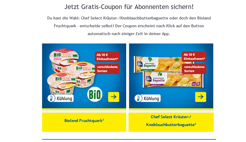 Gratis Baguette oder Fruchtquark für (ab Einkaufswert) Newsletter 10€ Abonnenten Lidl