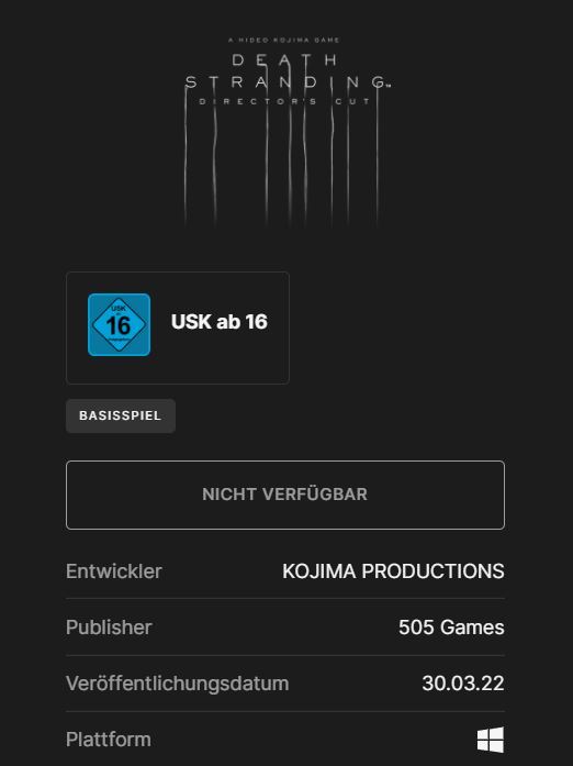 Jogos Gratuitos na EPIC até 25/05/2023 12hs - Death Stranding 