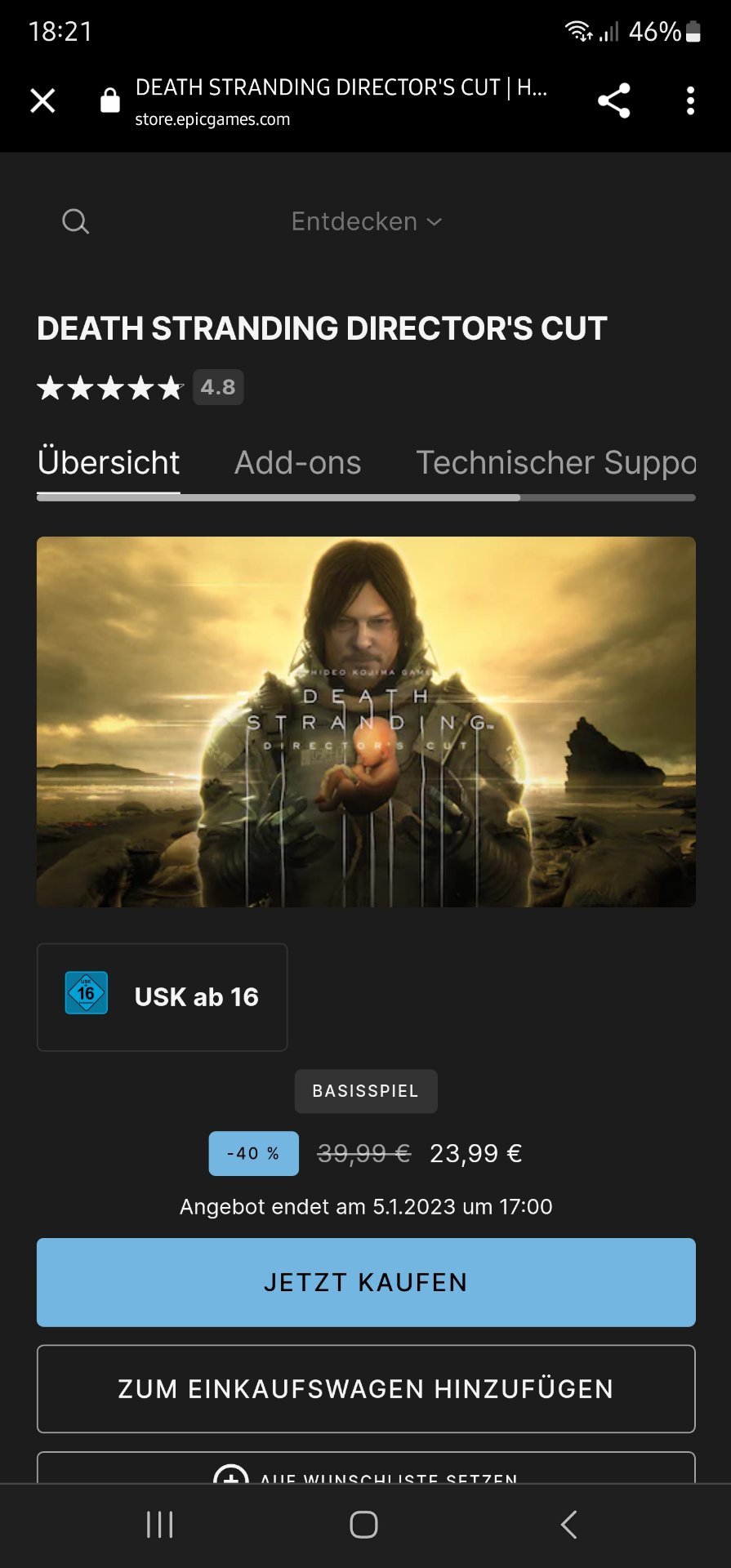 Jogos Gratuitos na EPIC até 25/05/2023 12hs - Death Stranding 