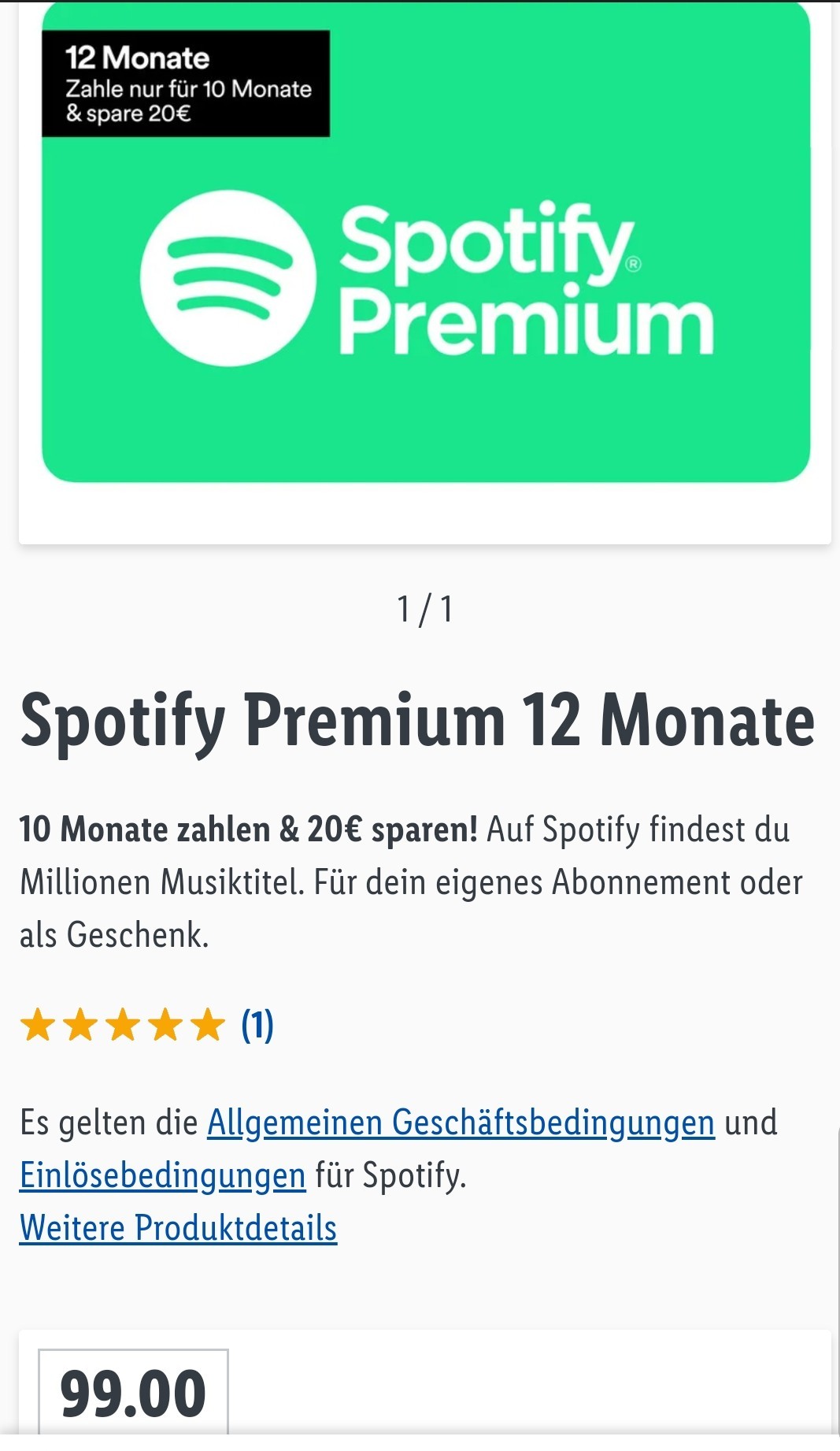 auf für 20€ Lidl Preis zum von Spotify-Guthabenkarten 12 99€ - Monate Amazon Premium\