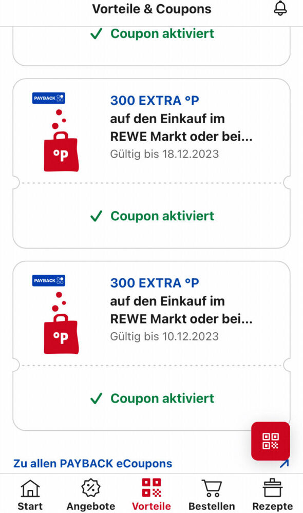 REWE 300 Extra PaybackPunkte geschenkt für BonusCoupon Aktivierung