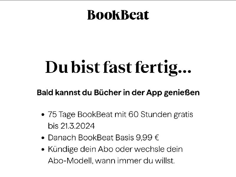 📚 BookBeat: (ähnlich Audible) testen wie 60 gratis Tage