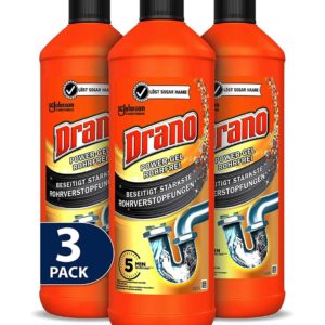 Drano Power Gel Rohrfrei Abflussreiniger, Rohrreiniger, 3er Pack (3 x 1000 ml)