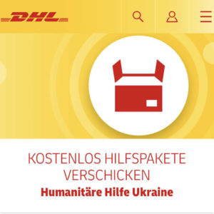 DHL - eigene Hilfspakete kostenlos in die Ukraine verschicken