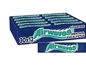 Airwaves Kaugummi Menthol und Eucalyptus 30 Packungen - Amazon Prime - für 16,99 € anstatt 23,70 Euro 