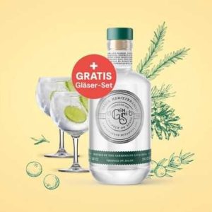 2 Flaschen Gin Si + 4 Marken Gingläser