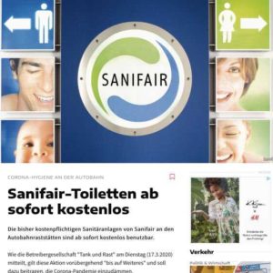 Kostenlose Nutzung der Sanifair Toiletten an der Autobahn wegen Corona