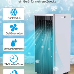 IAGREEA Mobiles Klimagerät,2,6 kW Wohnung Schlafzimmer Klimaanlage mit Abluftschlauch, 269.99€