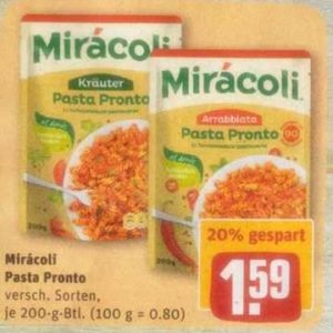 Rewe...Miracoli Pasta Pronto mit Cashback von Coupies für nur 1,09 Euro