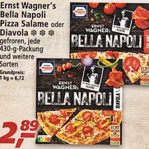 Real...Ernst Wagner BELLA NAPOLI Pizza mit 1,00 € Rabatt-Coupon für nur 1,89 Euro.