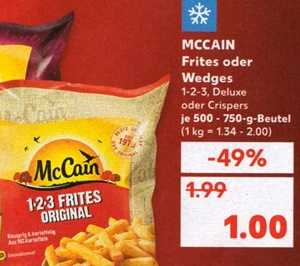 Kaufland...McCain 1*2*3 Frites mit 50 Cent Cashback von Marktguru für nur 50 Cent