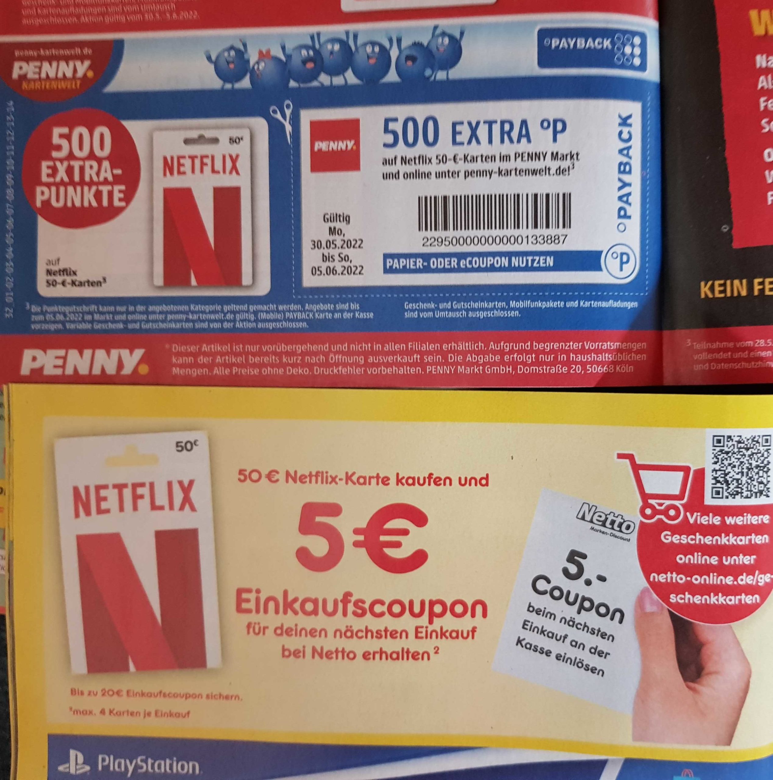 Netto 50€ bei und sparen Penny *Netflix* bei 10% Guthabenkarten