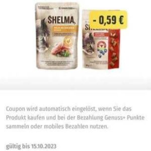 Shelma Katzenfutter Portionsbeutel gratis mit der Edeka App im Bereich Minden-Hannover bis 15.10.2023