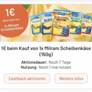 Milram Scheibenkäse für 0,49€ mit Smhaggle