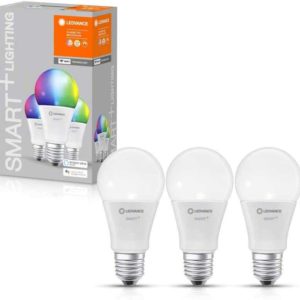 LEDVANCE Smarte LED-Lampe mit WiFi Technologie, Sockel E27, Dimmbar, RGB, 3er-Pack