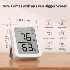 SwitchBot Thermometer Hygrometer Plus mit Bluetooth, Datenspeicher, 3" Display für 15,39€