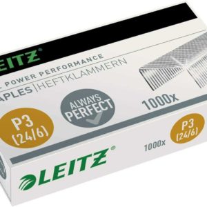 Leitz Power Performance Heftklammern P3, 1000 Stück, Verzinkt, 55700000 24/6mm mit Prime