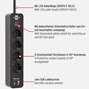 Brennenstuhl Ecolor Steckdosenleiste 4-fach mit USB-Ladebuchse für 8,99€ (statt 14€)