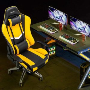 ZENEZ Gaming Stuhl, Schreibtischstuhl, neues Modell mit Fußstütze und Belastung bis max 200kg für 119€ statt 149€