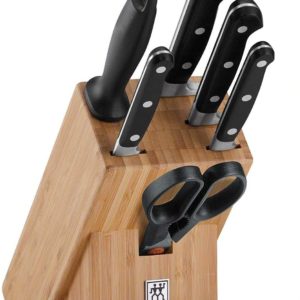 ZWILLING Messerblock, 7-tlg., Bambusblock, Messer und Schere aus rostfreiem Spezialstahl/Kunststoff-Griff, Professional S